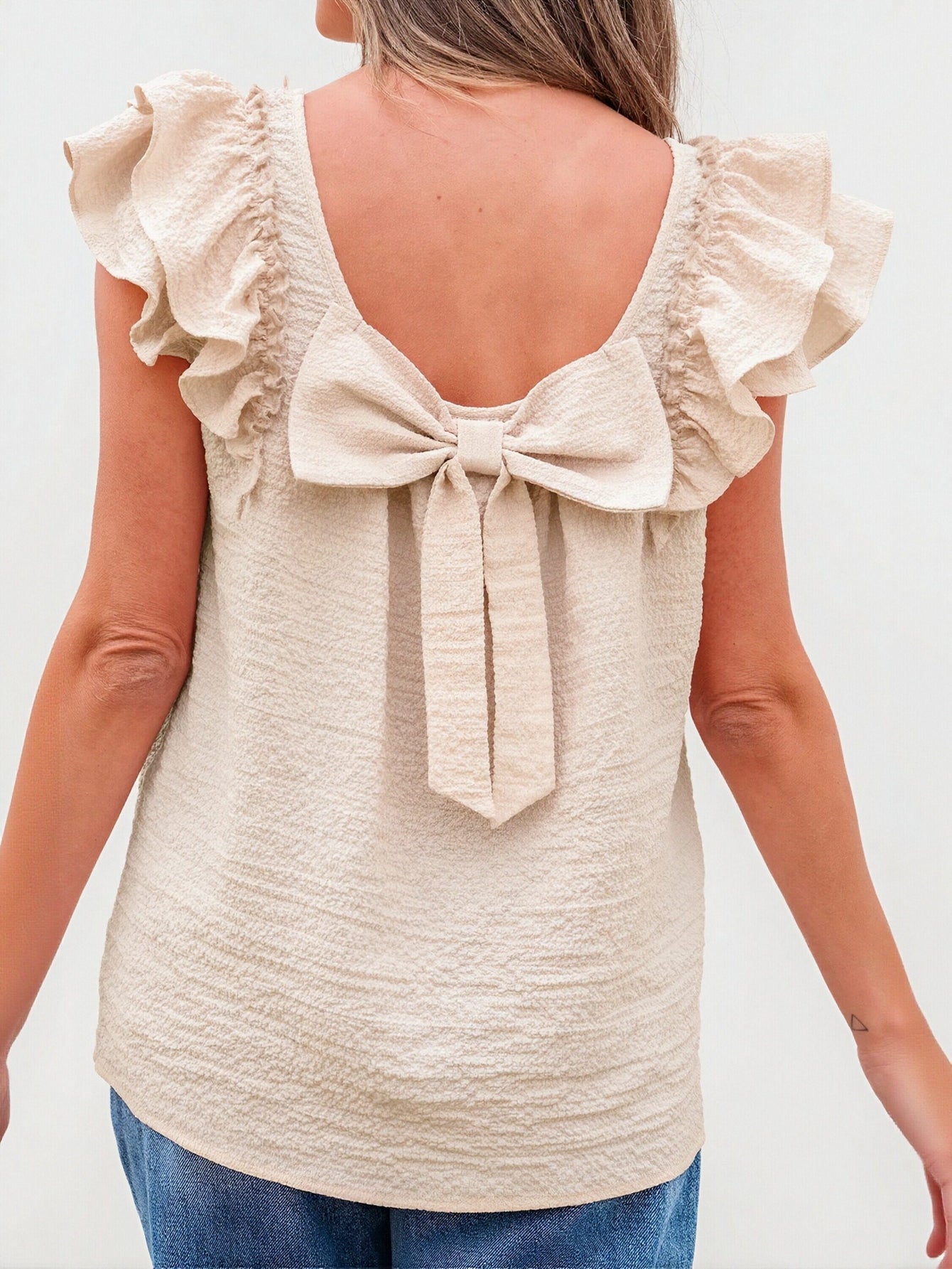 Ruffled Sleeve Sleeveless Top