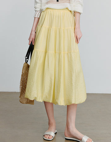 Tiered Flared Boho Midi Skirt