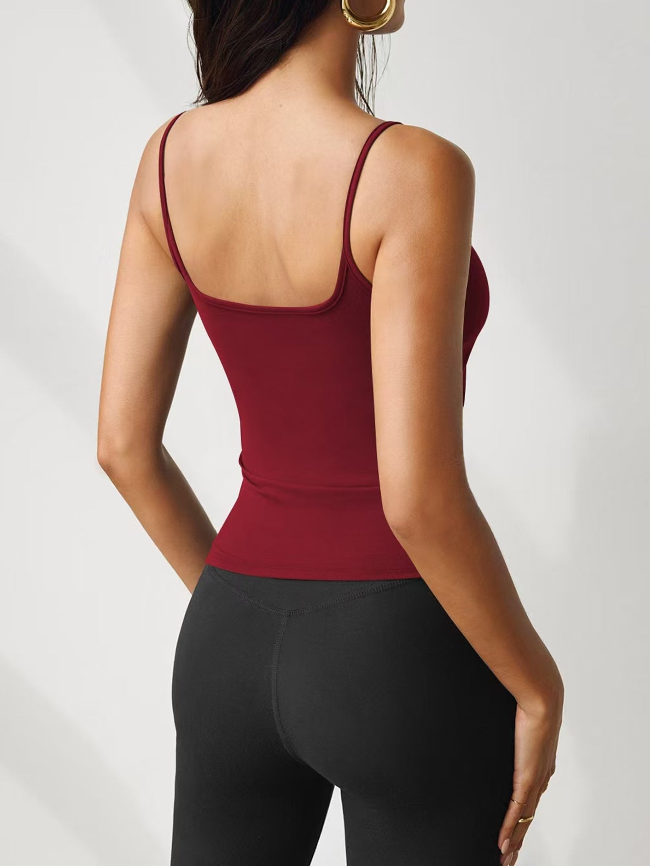 Square-Neck Sleeveless Fitted Essential Camisole