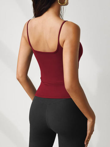 Square-Neck Sleeveless Fitted Essential Camisole