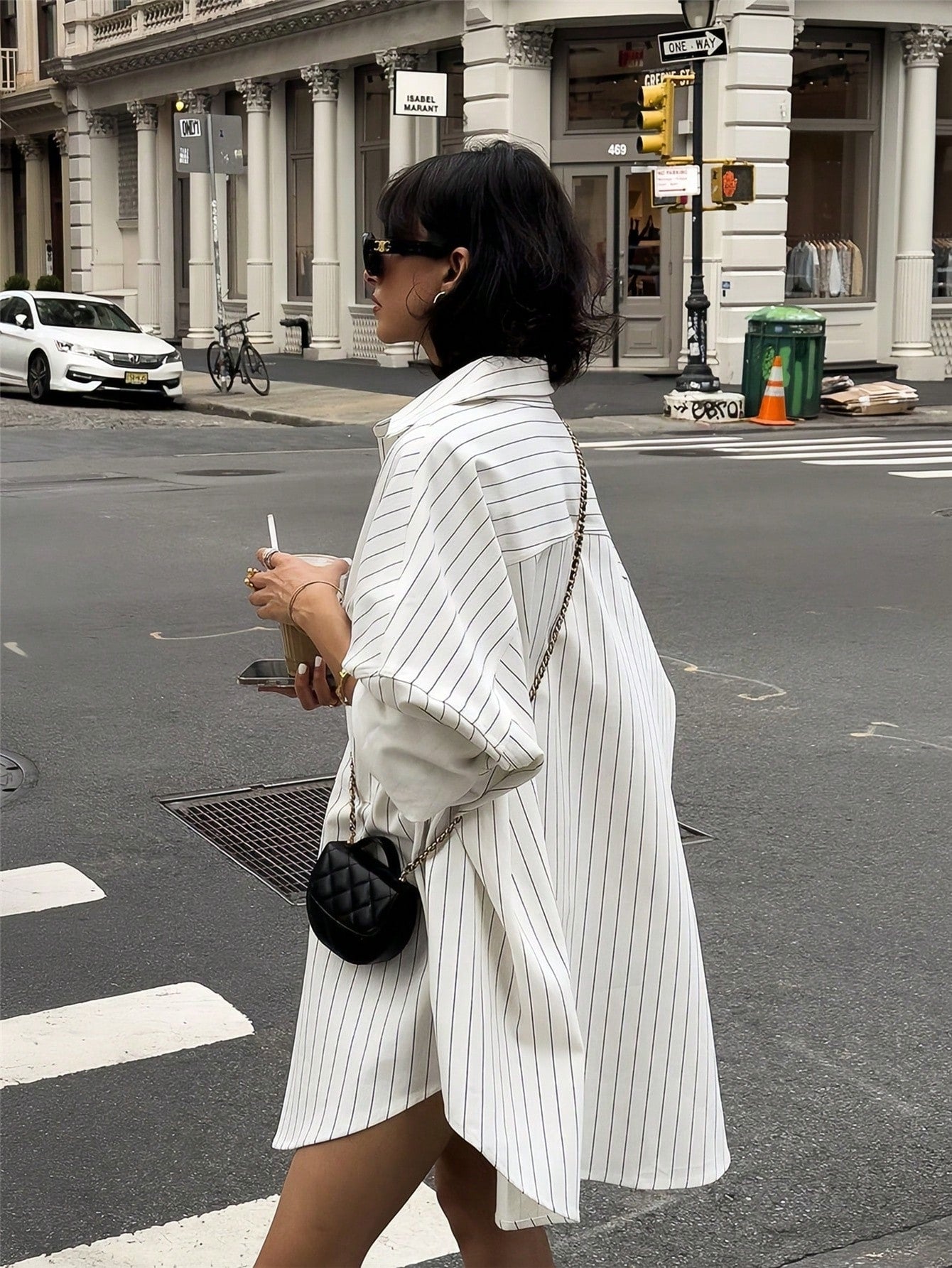 Oversized Striped Button Down Shirt