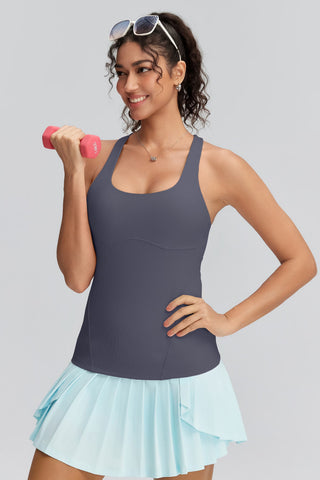 Ribbed Racerback Built In Bra Tank