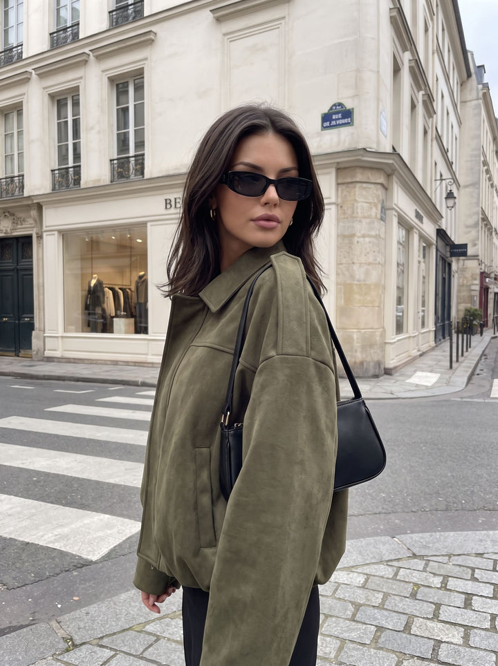 Oversized Suede Bubble Hem Jacket