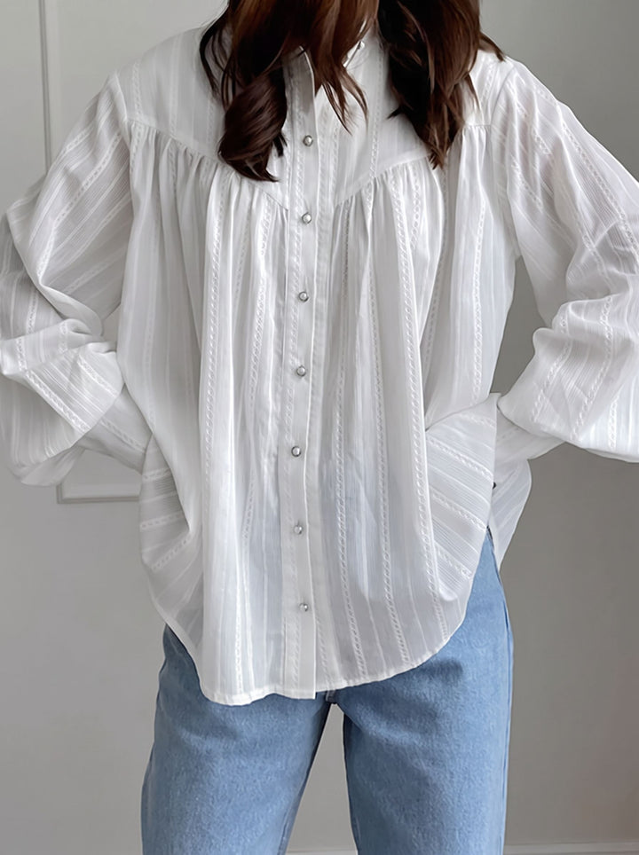 Oversized Textured Button Down Shirt