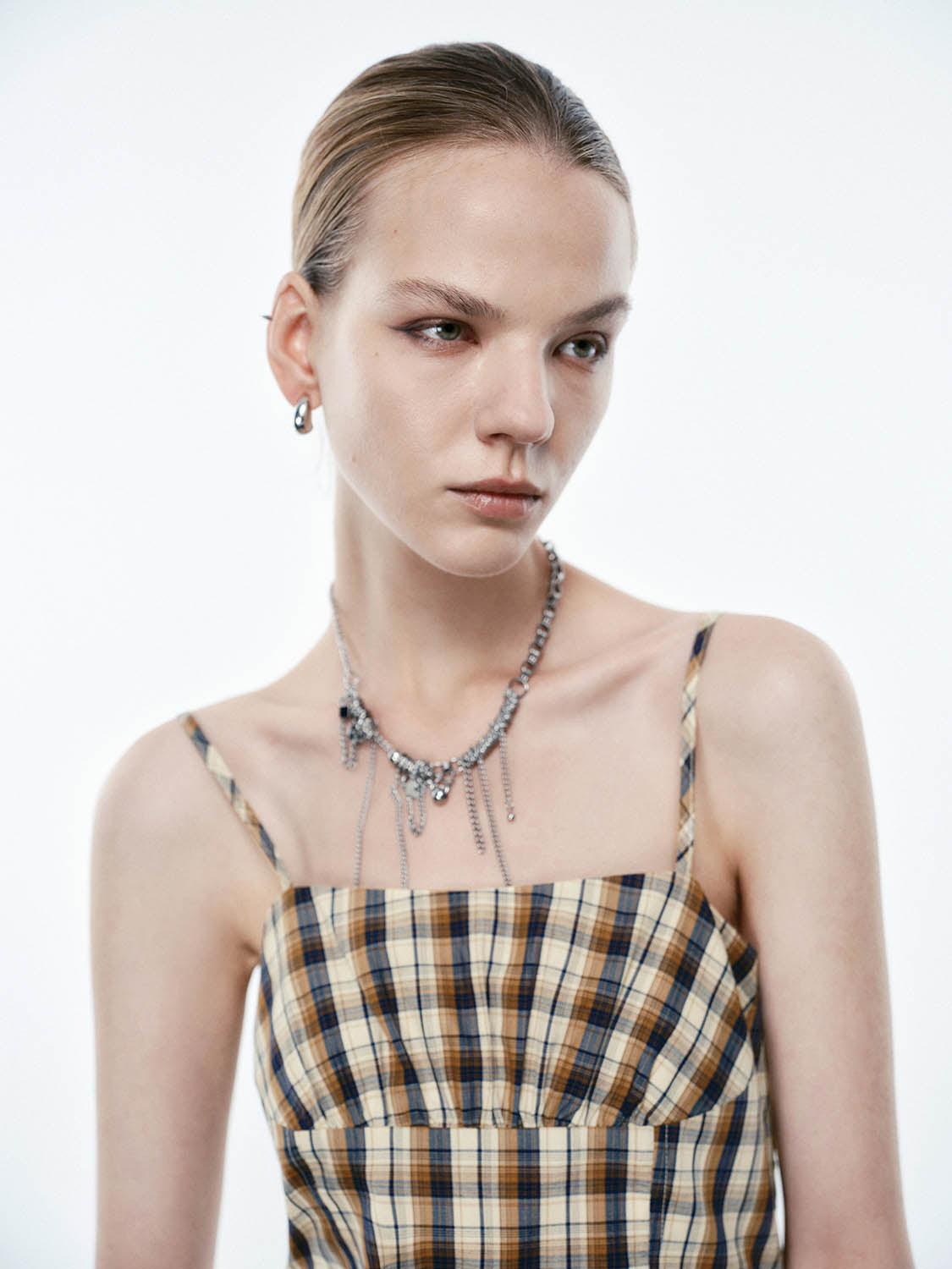 Urban Revivo Cami Plaid A-Line Dresses-Deep Brown Check