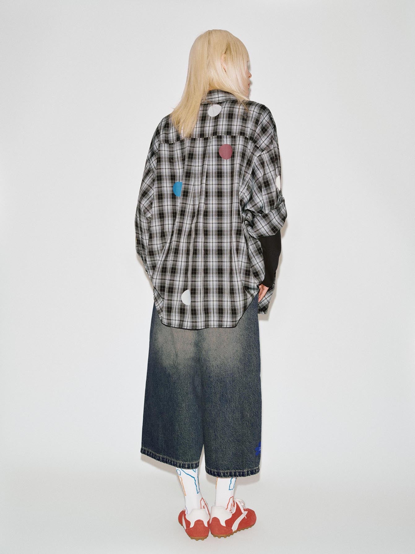 Urban Revivo Patchwork Contrast Check Shirts-Black check