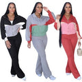 Colorblock Zip Up Flare Pants Set