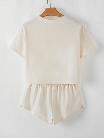 Cropped Tiered Hem Shorts Set