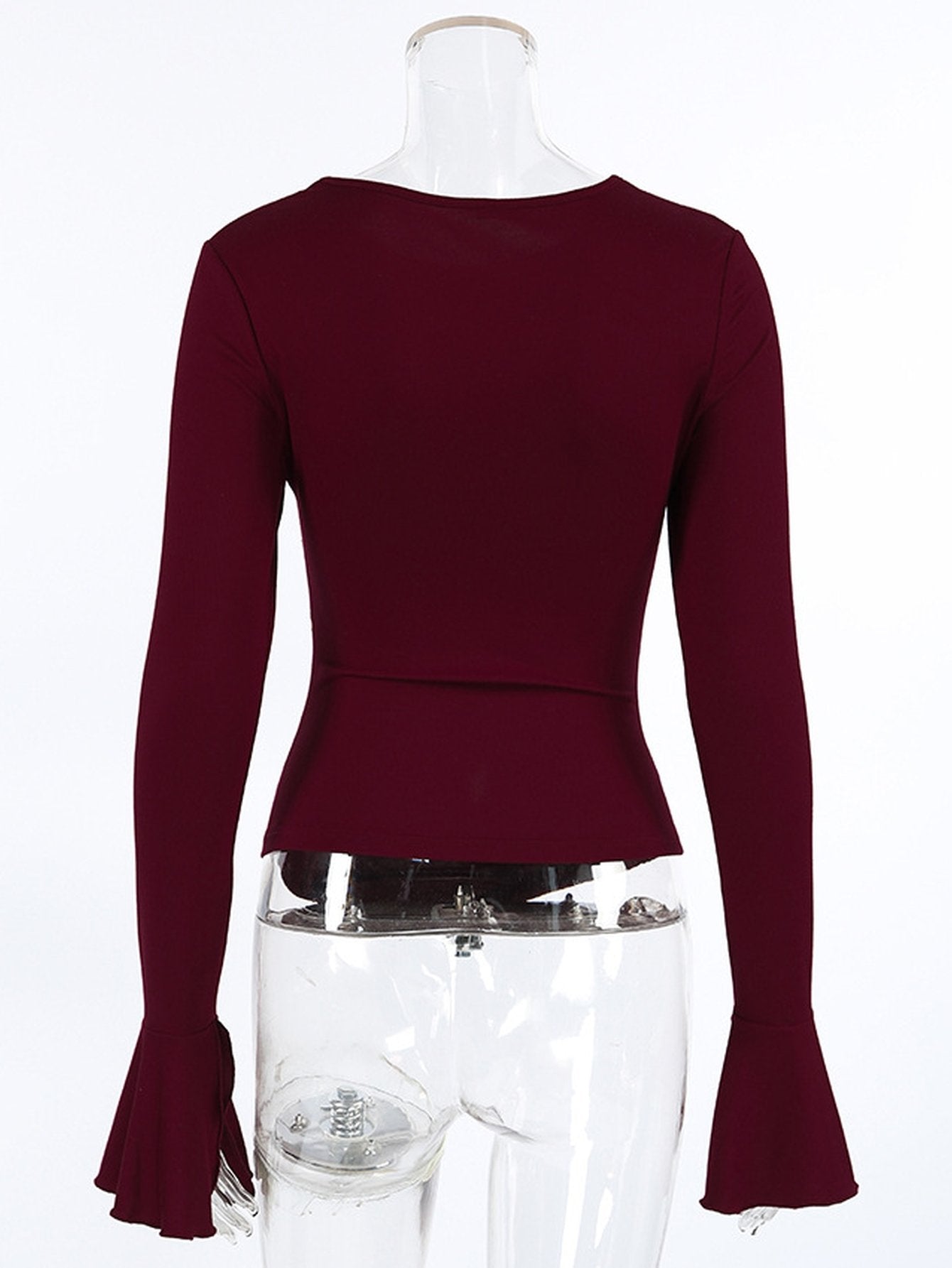Ruched Flare Sleeve Fitted Tee