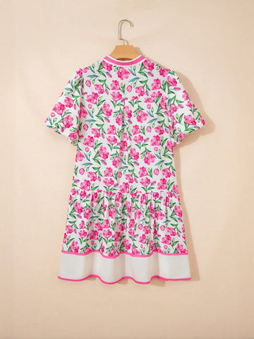 Floral Print Puff Sleeve Mini Dress