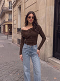 Elegant Off Shoulder Crisscross Long Sleeve Tee