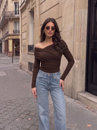 Elegant Off Shoulder Crisscross Long Sleeve Tee