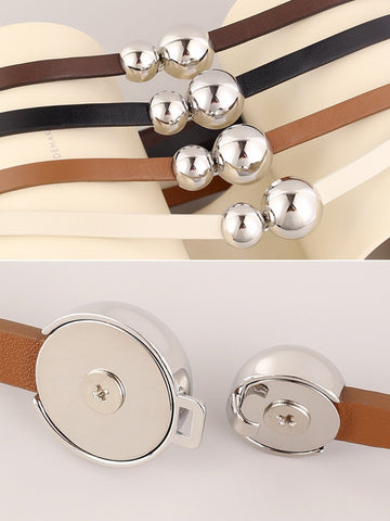 Minimalist Slim Metal Ball Waist Belt