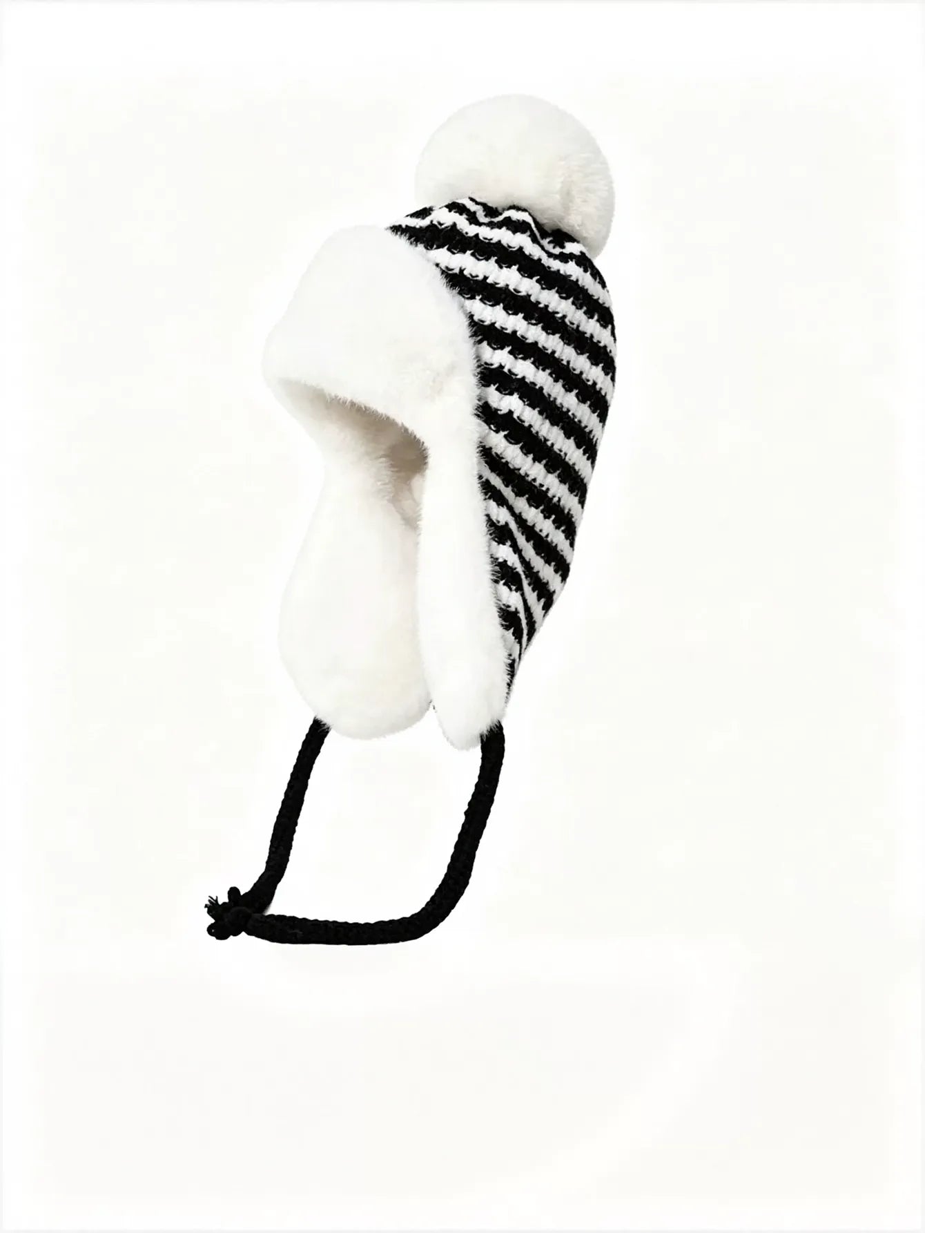 Cozy Faux Fur Lined Striped Hat