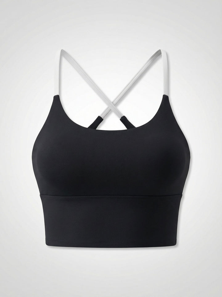 Spaghetti Strap Breathable Training Sports Bra-Multicolor