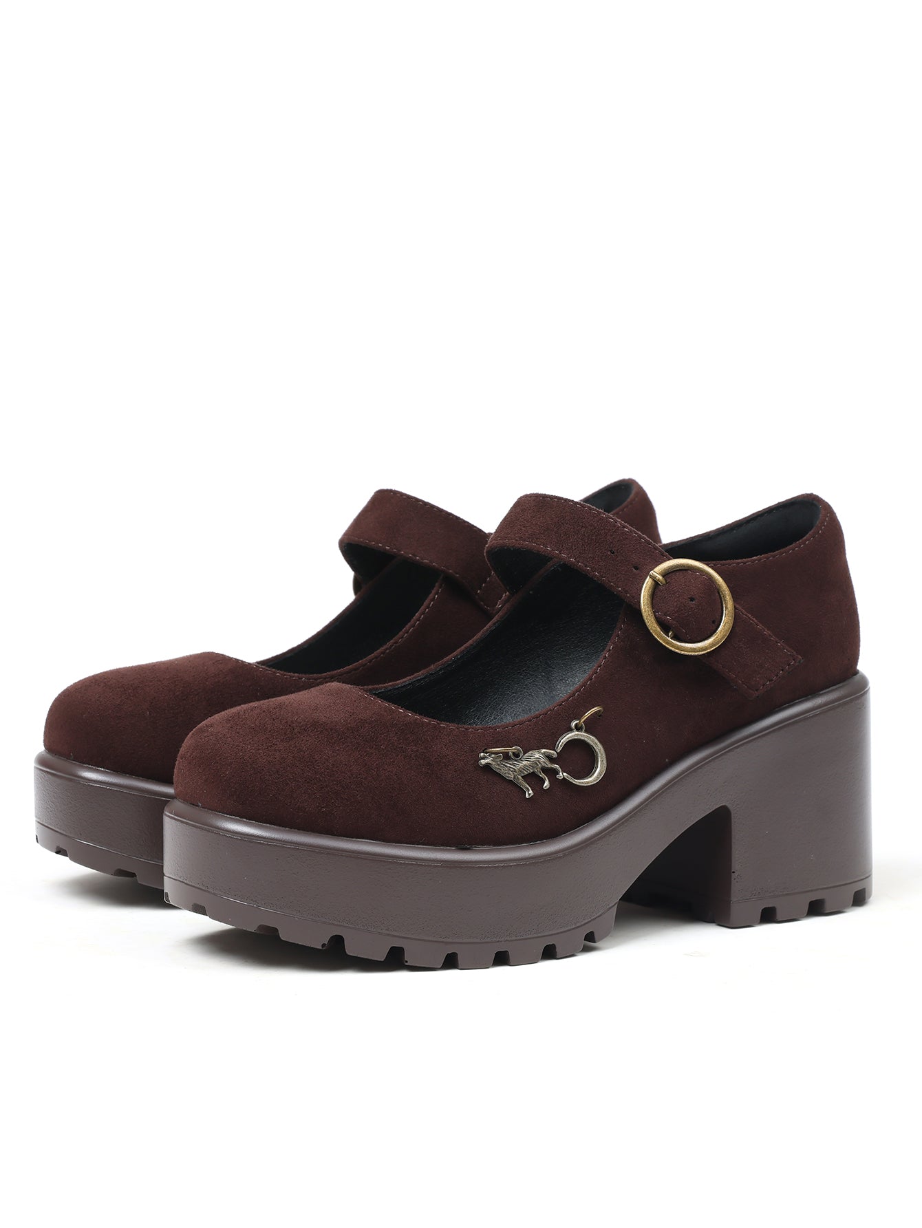 Chunky Platform Suede Mary Jane Shoes