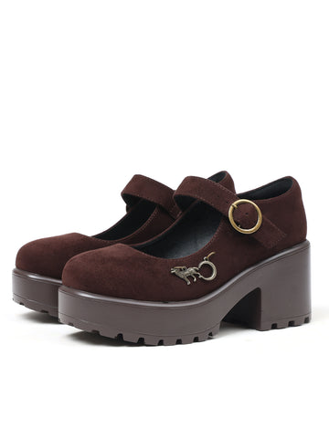 Chunky Platform Suede Mary Jane Shoes