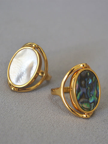 Dainty Gold Plated Shell Spinner Ring