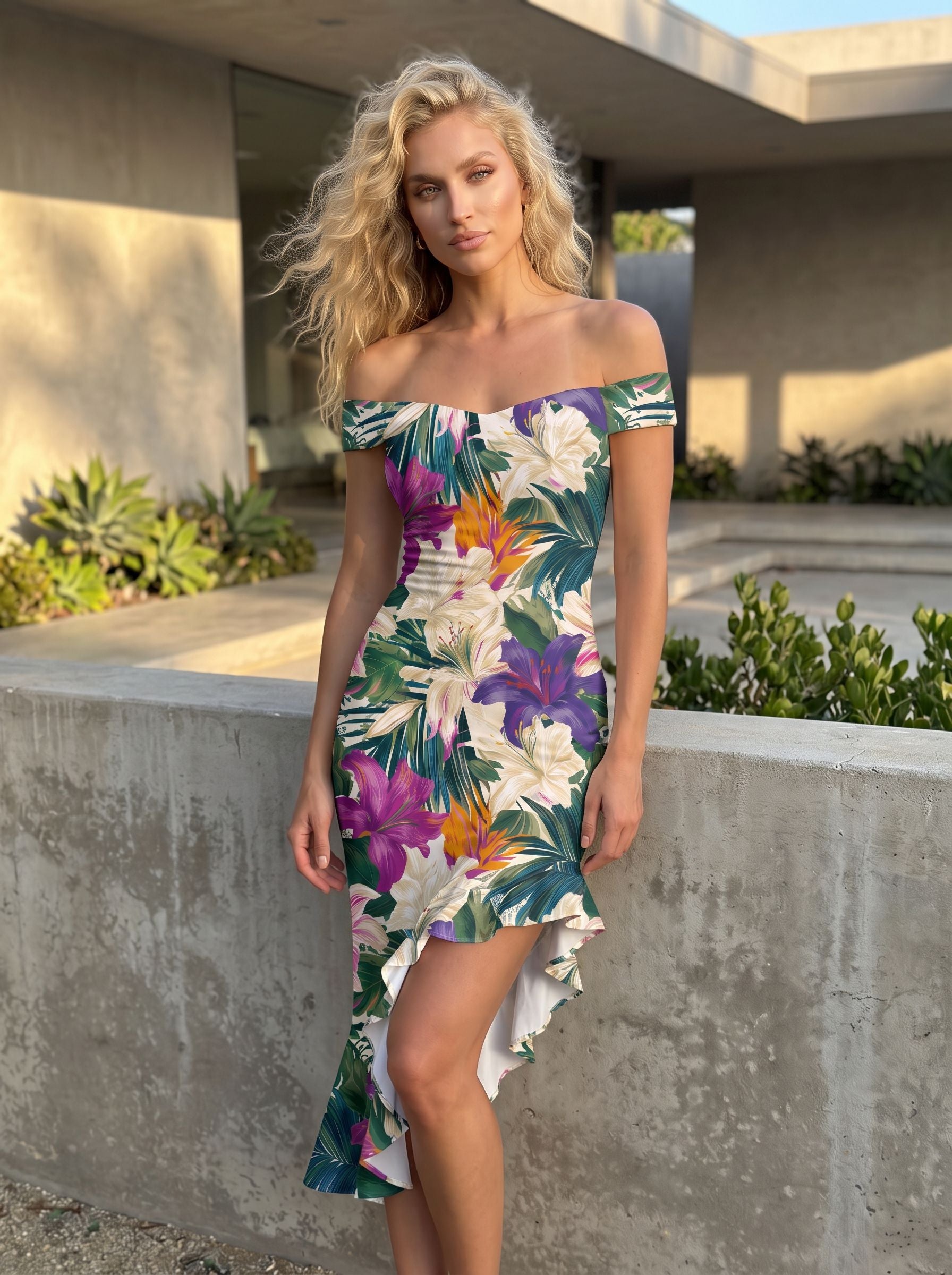 elainefox536's Tropical Floral Print Mini Dress