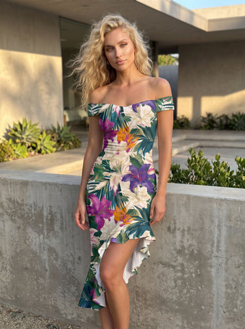 elainefox536's Tropical Floral Print Mini Dress