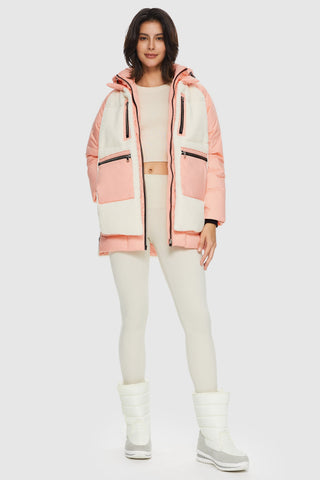 Colorblock Sherpa Trim Puffer Jacket