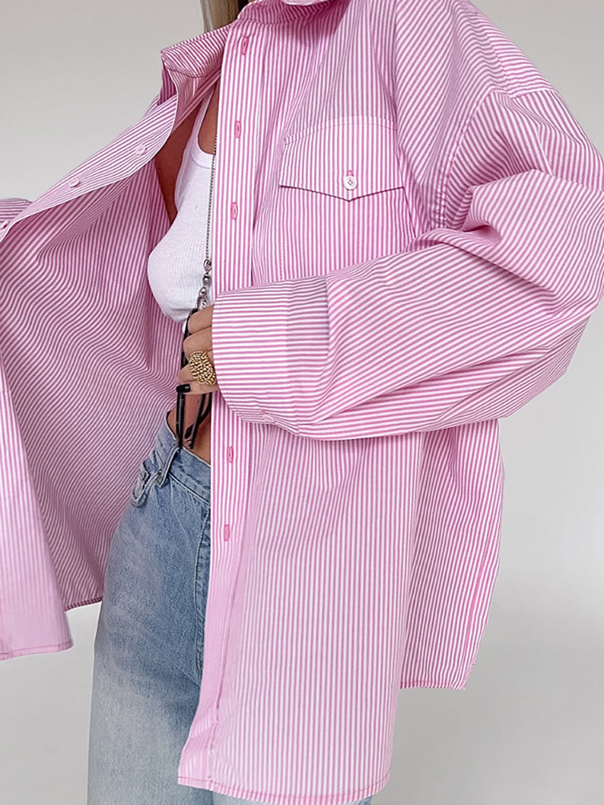 Oversized Striped Button Down Shirt