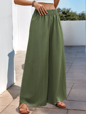 Elastic-Waist Wide-Leg Breezy Casual Pants