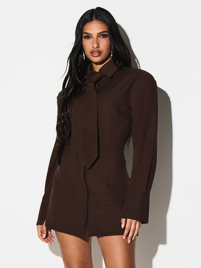 Tailored Tie Front Mini Dress