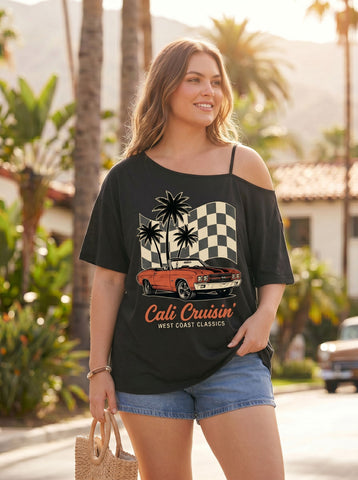 Vintage Graphic Cold Shoulder T-Shirt