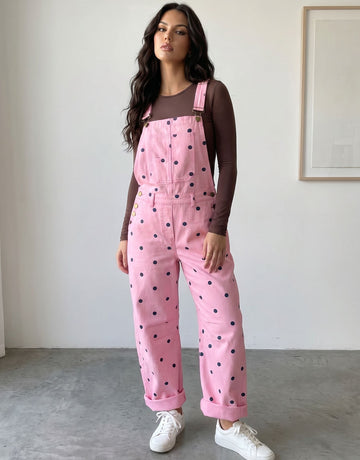 Polka Dot Denim Bib Overalls