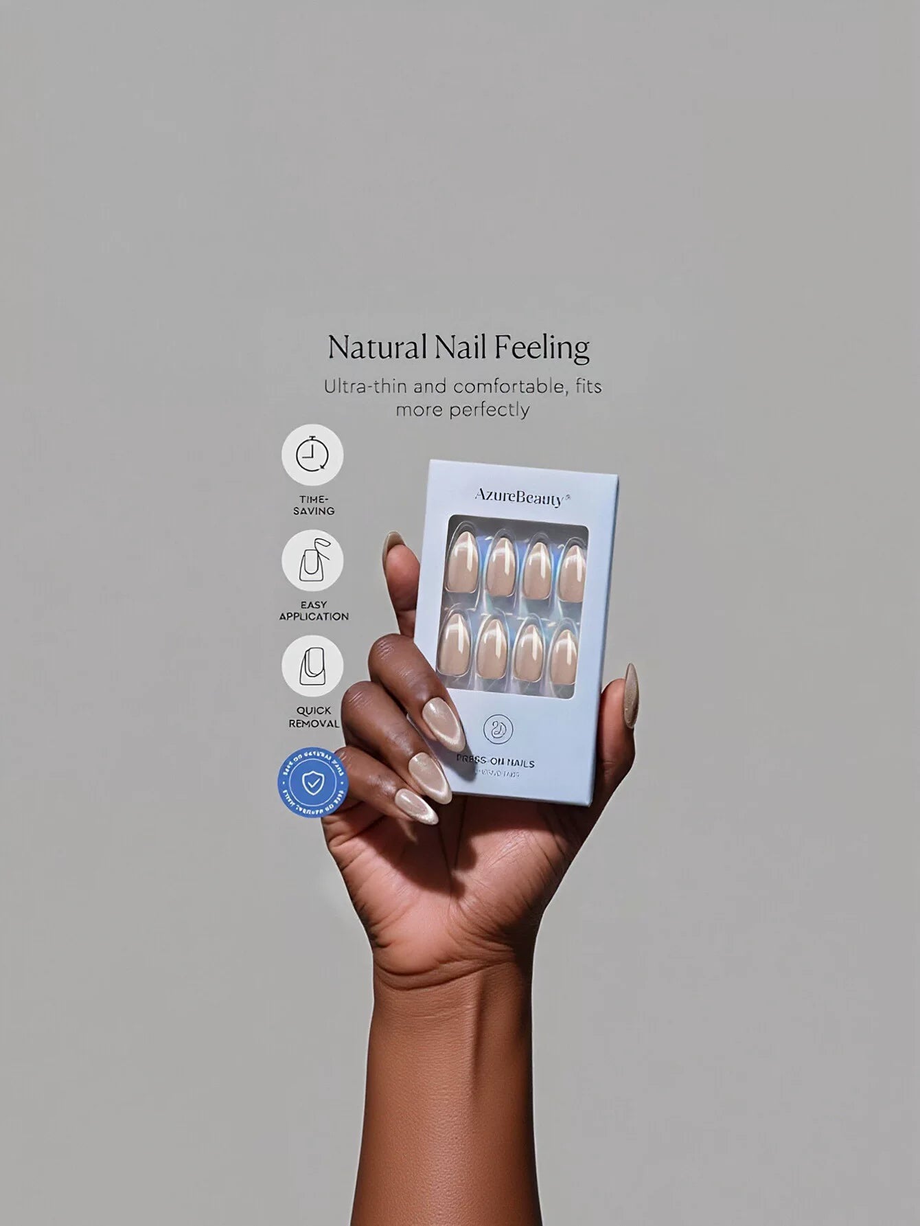 Shimmering Nude Cat Eye Press On Nails
