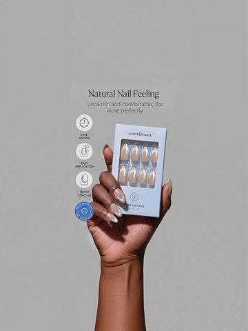 Shimmering Nude Cat Eye Press On Nails