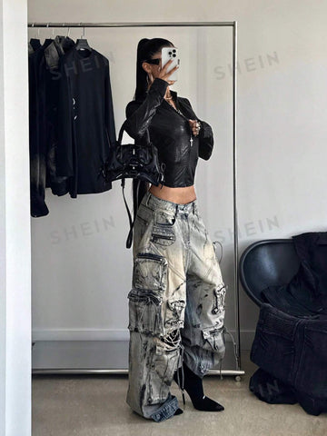 Cropped Faux Leather Zip Jacket