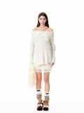 Cozy Off Shoulder Ribbed Knit Sweater