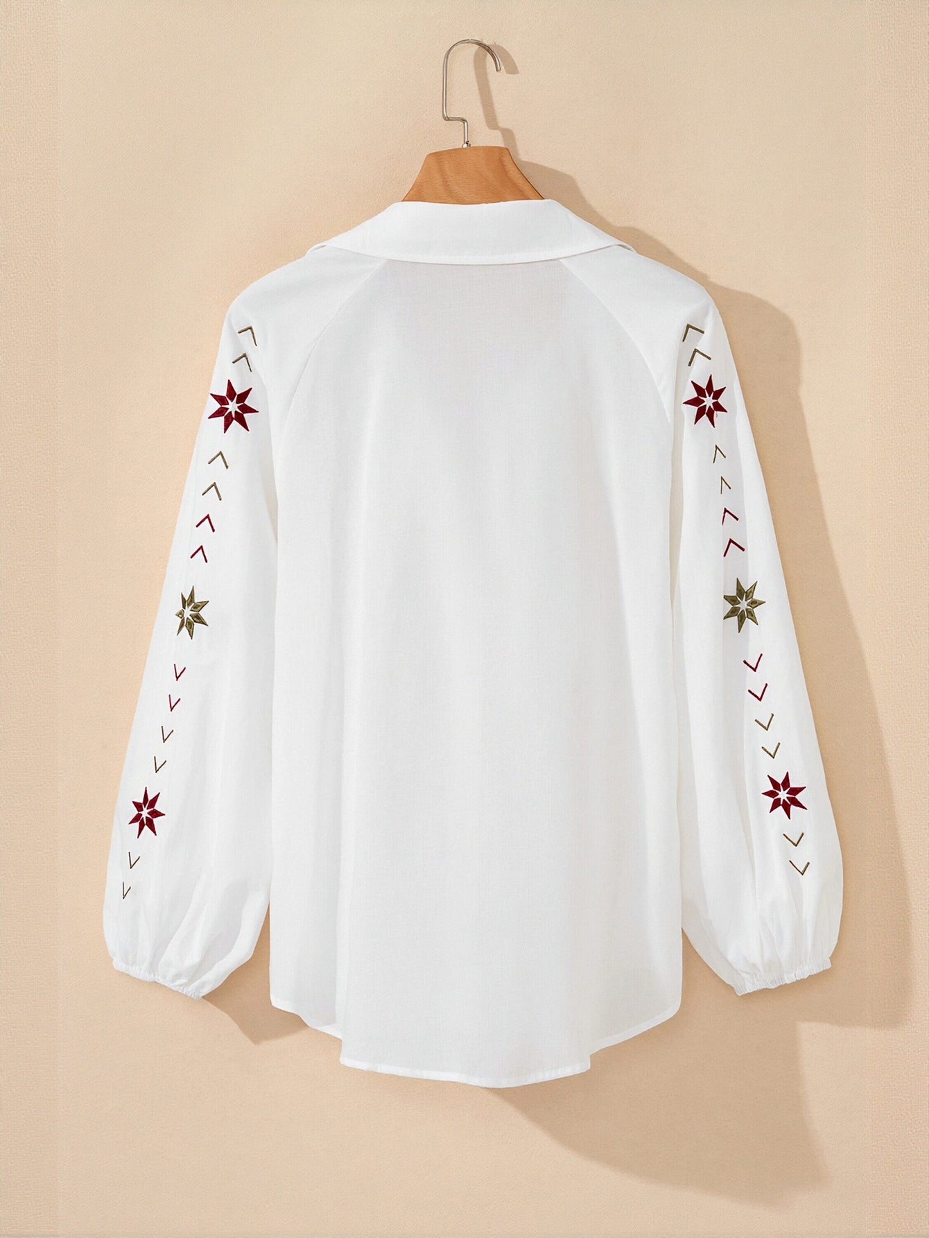 Embroidered Eyelet Button Down Shirt