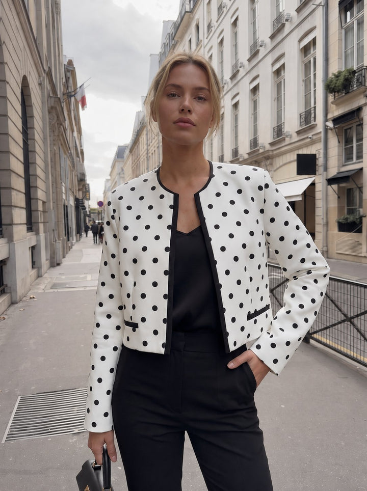 Polka Dot Cropped Contrast Jacket