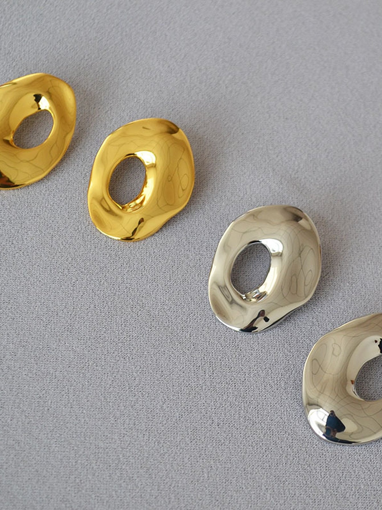 Minimalist Gold Organic Shape Stud Earrings