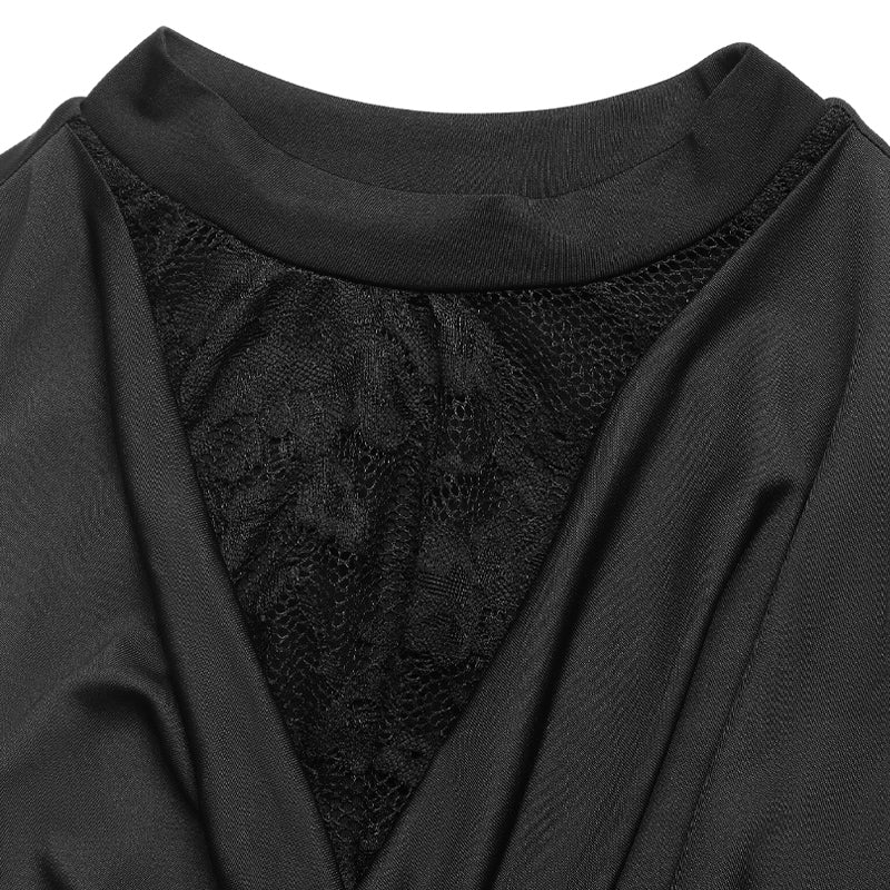 Cowl Neck Lace-Inset Sleeveless Elegant Bodysuit