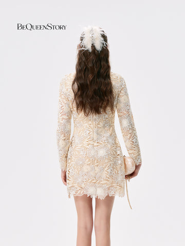 Elegant Floral Lace Mini Dress