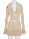 Faux Fur Trim Skirt Set