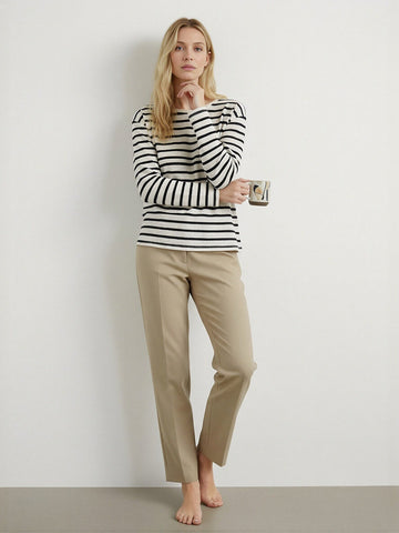 Roud Neck Lon Sleeves Relaxed Fit Casual Top