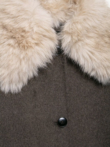 Cozy Faux Fur Collar Wool Coat