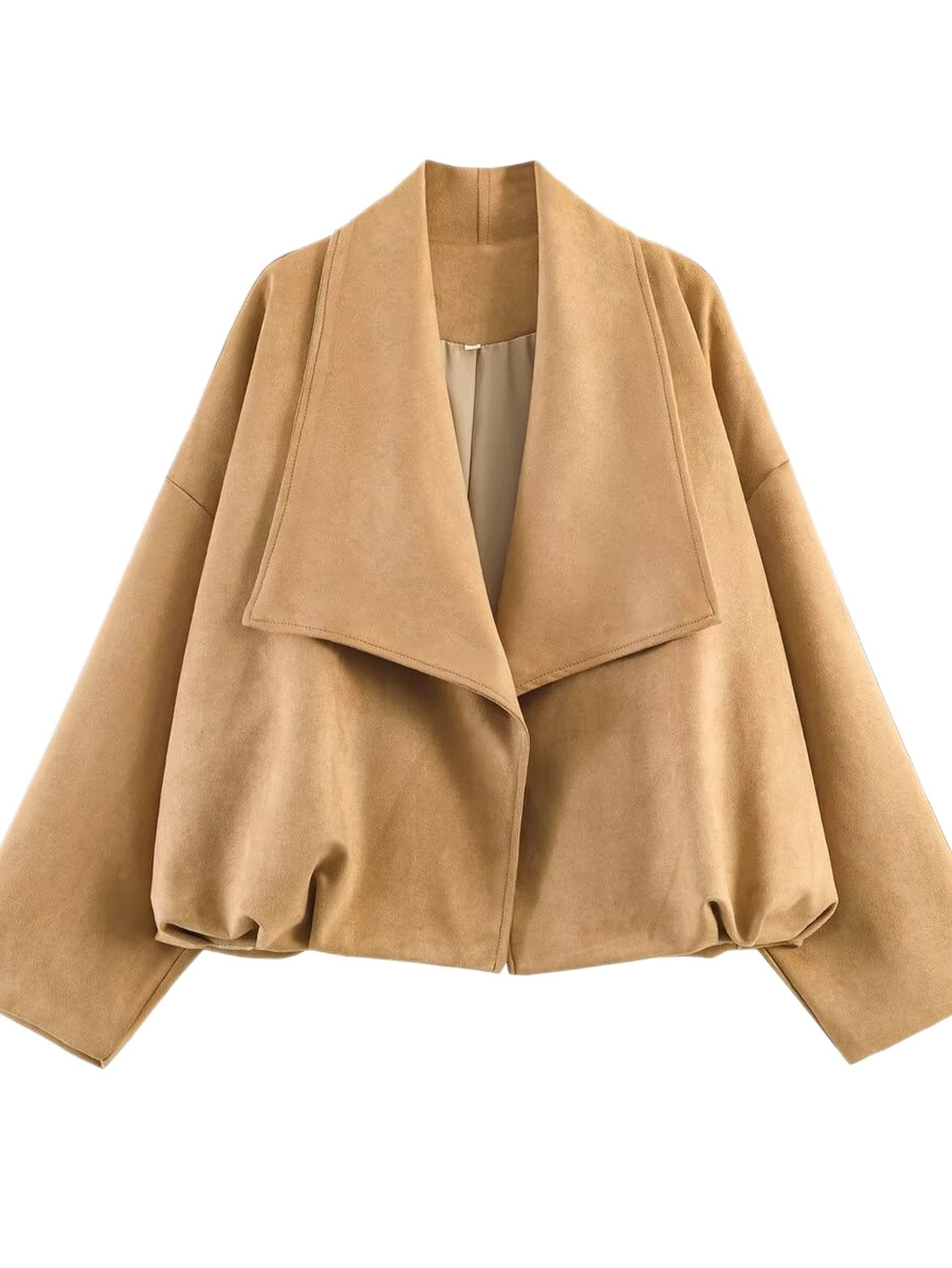 Oversized Suede Drape Front Jacket