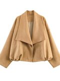 Oversized Suede Drape Front Jacket
