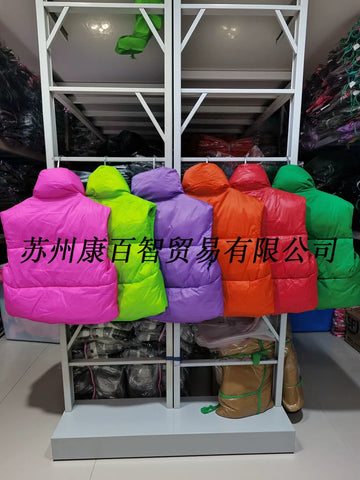 Cropped Puffer Vest Stand Collar