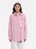 Cute Graphic Plaid Button Up Shirt