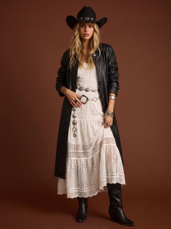 Oversized Button Down Faux Leather Trench