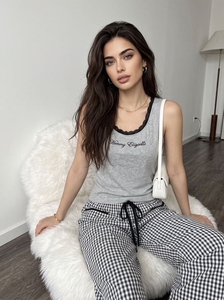 Cozy Lace Trim Lounge Pajama Set