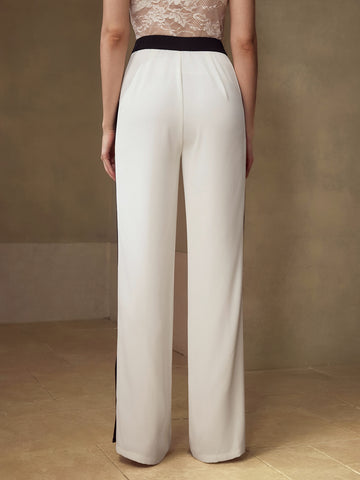 High Waisted Side Stripe Wide Leg Pants