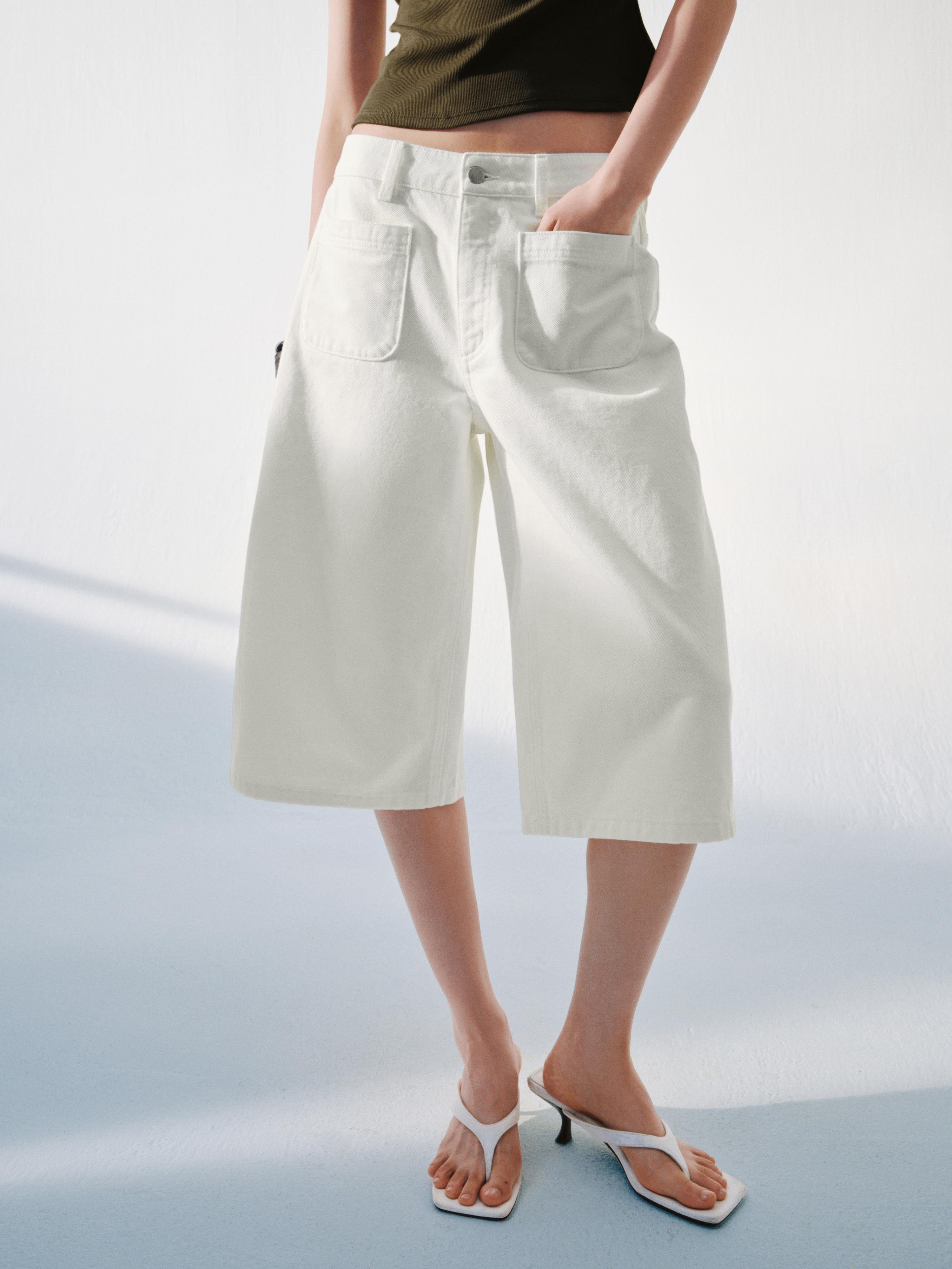 Patch Pocket Cropped Jeans